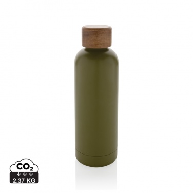 Logotrade promotional merchandise picture of: Wood RCS certified recycled stainless steel vacuum bottle
