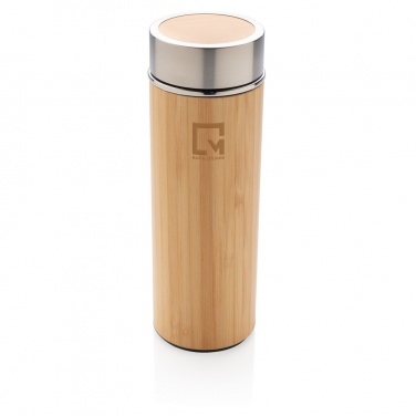 Logo trade corporate gifts image of: Leak proof bamboo vacuum bottle