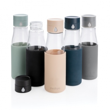 Logo trade corporate gifts picture of: Ukiyo glass hydration tracking bottle with sleeve