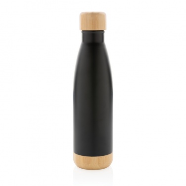 Logo trade promotional gifts image of: Vacuum stainless steel bottle with bamboo lid and bottom