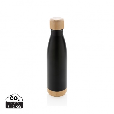Logo trade promotional merchandise picture of: Vacuum stainless steel bottle with bamboo lid and bottom