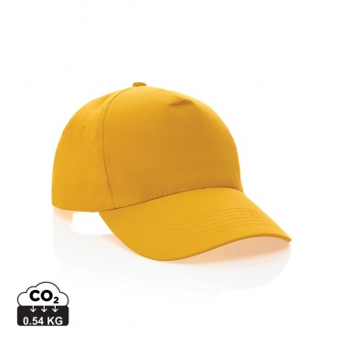Logo trade promotional gifts image of: Impact 5 panel 190gr Recycled cotton cap with AWARE™ tracer