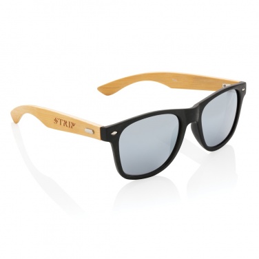 Logo trade promotional merchandise picture of: Bamboo and RCS recycled plastic sunglasses