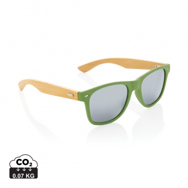 Logo trade promotional merchandise picture of: Bamboo and RCS recycled plastic sunglasses