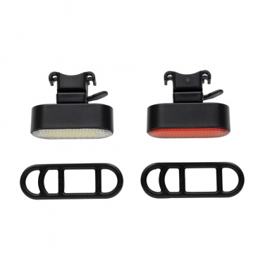 Logo trade promotional giveaways image of: Lumino RCS recycled plastic USB re-chargeable bike light set