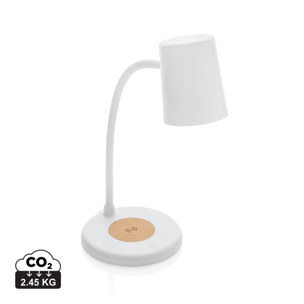 Logotrade business gifts photo of: Zenara RCS recycled plastic and cork 15W wireless desk lamp