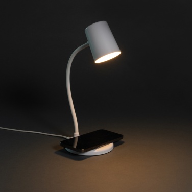 Logotrade promotional gift image of: Zenara RCS recycled plastic and cork 15W wireless desk lamp