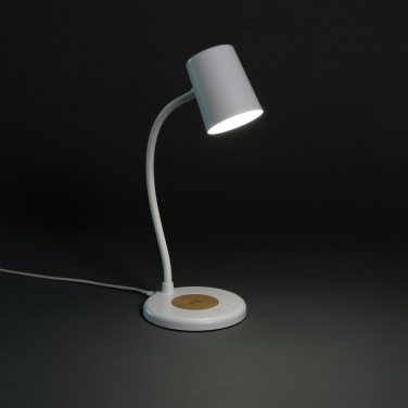Logotrade promotional gift picture of: Zenara RCS recycled plastic and cork 15W wireless desk lamp