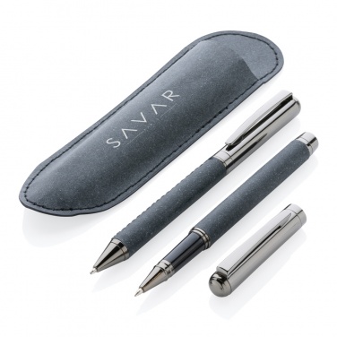Logo trade business gifts image of: Recycled leather pen set
