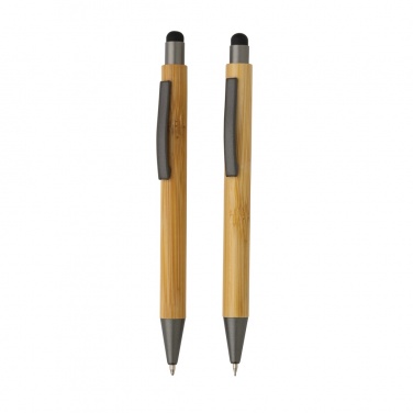 Logo trade advertising products picture of: Bamboo modern pen set in box