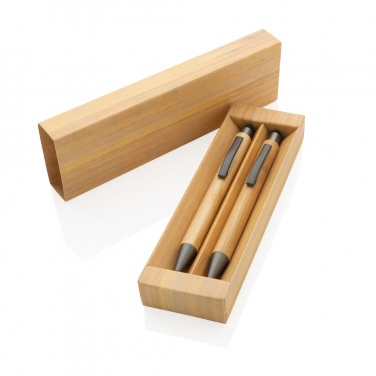 Logo trade corporate gift photo of: Bamboo modern pen set in box