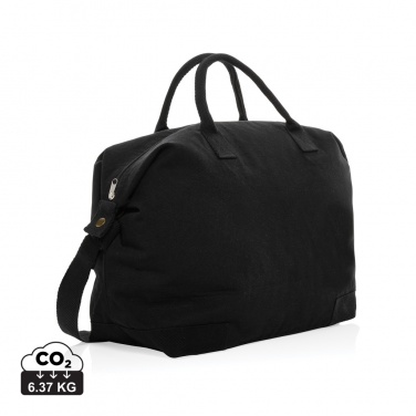Logo trade corporate gifts image of: Kezar AWARE™ 500 gsm recycled canvas deluxe weekend bag
