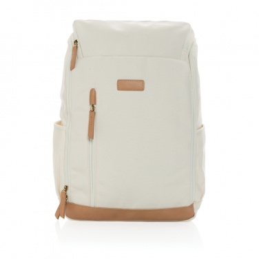 Logo trade business gift photo of: Impact AWARE™ 16 oz. recycled canvas 15" laptop backpack