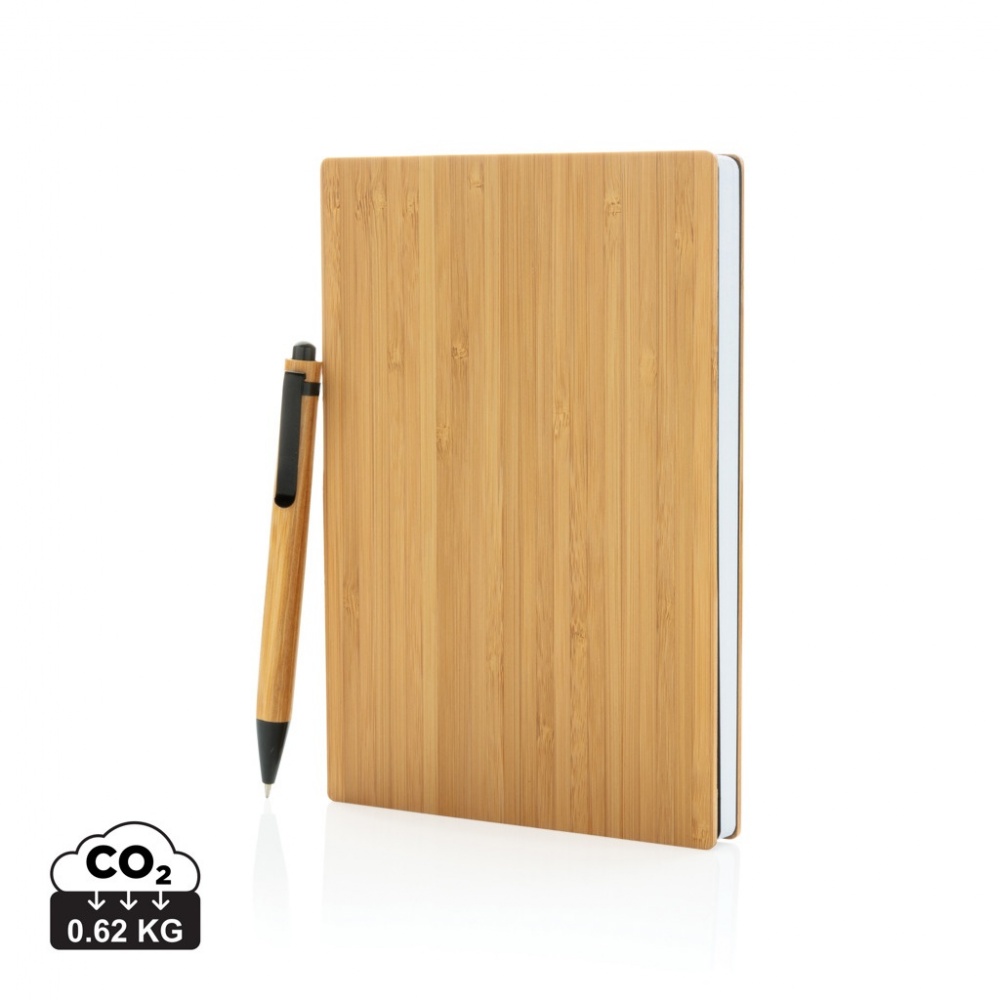 Logo trade promotional gifts image of: A5 Bamboo notebook & pen set