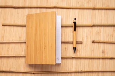 Logo trade promotional giveaways image of: A5 Bamboo notebook & pen set