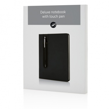 Logo trade promotional items image of: Standard hardcover PU A5 notebook with stylus pen