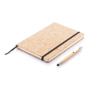 Logo trade promotional products image of: A5 notebook with bamboo pen including stylus