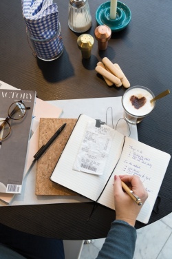 Logo trade promotional gift photo of: A5 notebook with bamboo pen including stylus