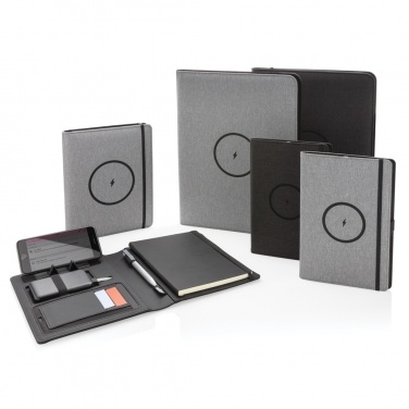 Logo trade promotional gifts picture of: Air 5W wireless charging portfolio A4 w/ 5000 mAh powerbank