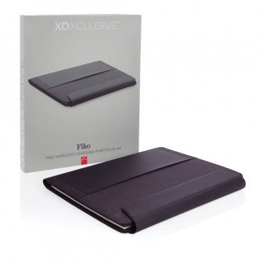 Logo trade corporate gift photo of: Fiko 5W wireless charging portfolio A4 with powerbank