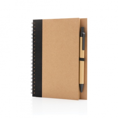 Logo trade promotional merchandise photo of: Kraft spiral notebook with pen