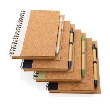 Logo trade business gifts image of: Cork spiral notebook with pen