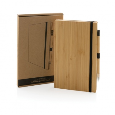 Logotrade corporate gift image of: Bamboo notebook and infinity pencil set