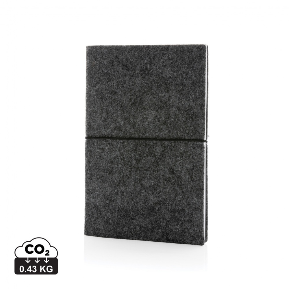 Logotrade business gift image of: GRS certified recycled felt A5 softcover notebook