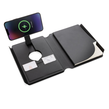 Logo trade promotional product photo of: Swiss Peak RCS rePU notebook with 2-in-1 wireless charger