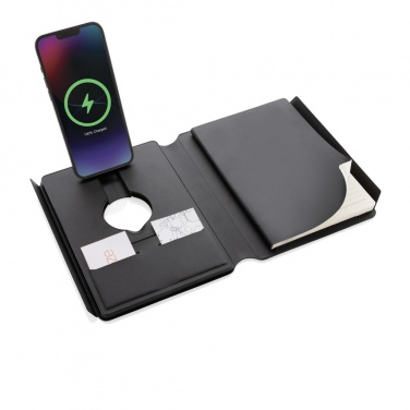 Logotrade advertising products photo of: Swiss Peak RCS rePU notebook with 2-in-1 wireless charger