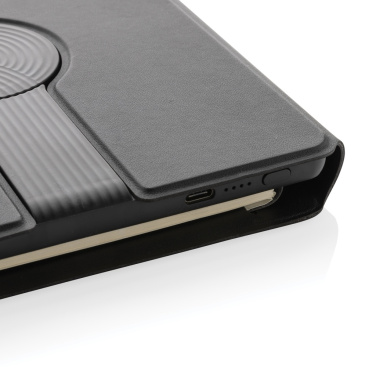 Logo trade corporate gifts picture of: Swiss Peak RCS rePU notebook with 2-in-1 wireless charger