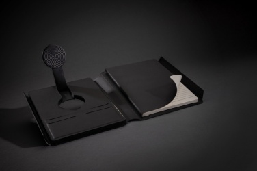 Logo trade corporate gifts picture of: Swiss Peak RCS rePU notebook with 2-in-1 wireless charger