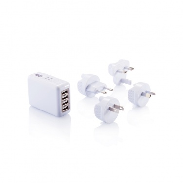 Logo trade business gifts image of: Travel plug with 4 USB ports