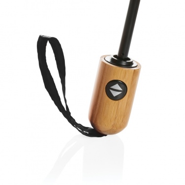 Logo trade promotional merchandise image of: 21" Impact AWARE™ RPET 190T bamboo auto open/close umbrella