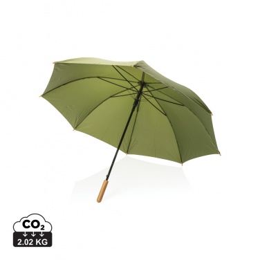 Logo trade promotional gifts picture of: 27" Impact AWARE™ RPET 190T auto open bamboo umbrella
