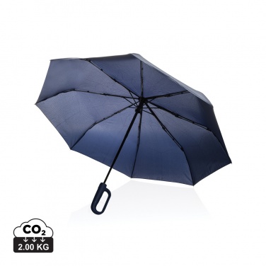 Logo trade promotional items image of: Yara 21" AWARE™ RPET solid colour umbrella with carabiner