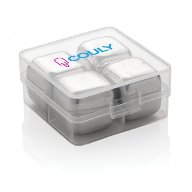Logo trade promotional giveaways picture of: Re-usable stainless steel ice cubes 4pc