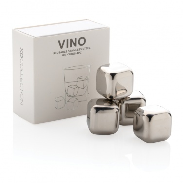 Logo trade advertising product photo of: Re-usable stainless steel ice cubes 4pc
