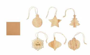 Logo trade corporate gifts picture of: Set of wooden Xmas ornaments