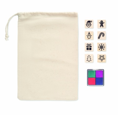 Logo trade promotional gift photo of: 8 wooden Christmas stamps set