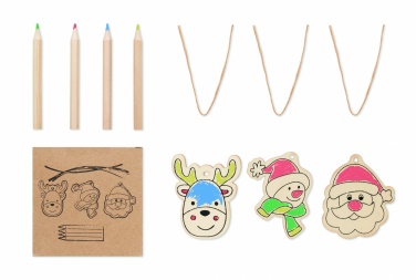 Logo trade promotional items picture of: Drawing wooden ornaments set