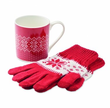 Logo trade promotional items image of: Winter gift mug and gloves set