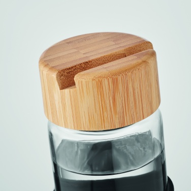 Logo trade promotional giveaways image of: Glass bottle bamboo lid 600ml
