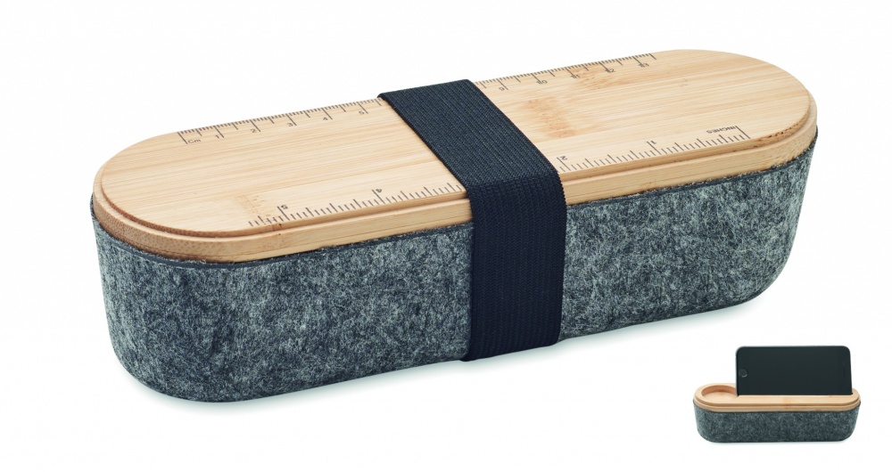 Logo trade promotional gifts picture of: RPET felt pencil case with lid