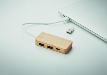 Logotrade promotional gift image of: Bamboo USB 3 ports hub