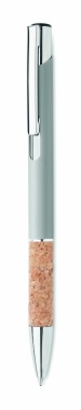 Logo trade promotional giveaways image of: Ballpoint pen made of aluminum with a cork grip