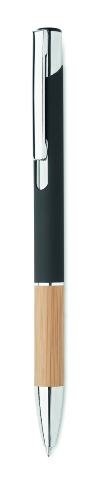 Logo trade corporate gifts image of: Ballpoint pen made of aluminum with a bamboo grip