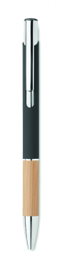 Logo trade business gifts image of: Ballpoint pen made of aluminum with a bamboo grip