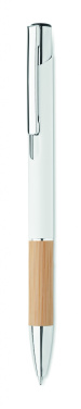 Logo trade promotional giveaways image of: Ballpoint pen made of aluminum with a bamboo grip