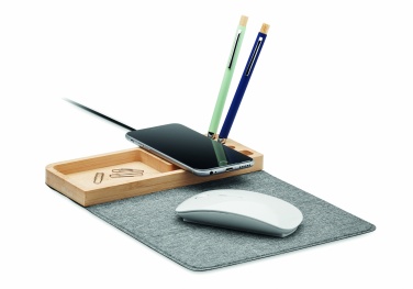 Logo trade promotional merchandise photo of: Wireless charger in bamboo 15W